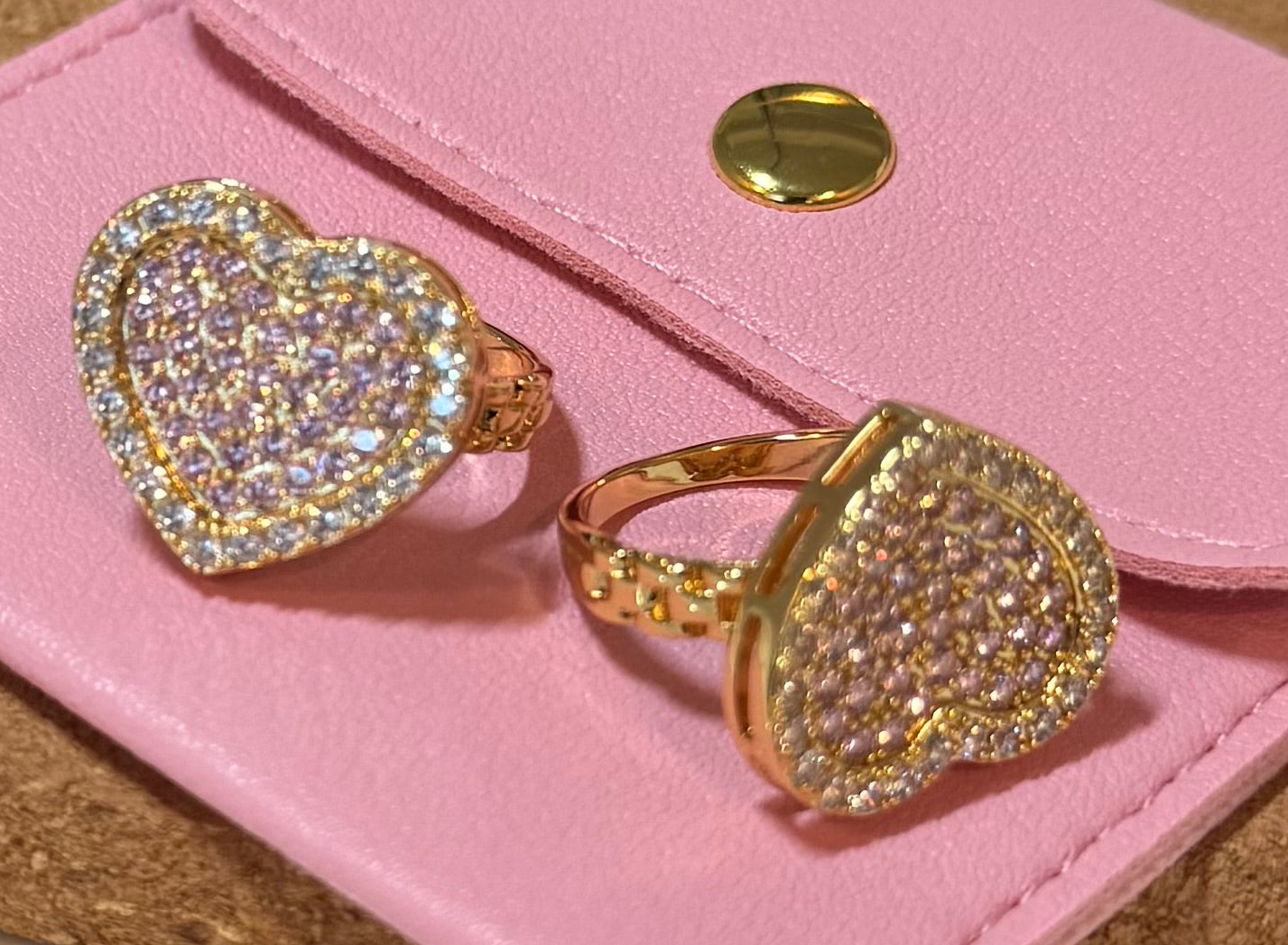 Pink Heart Iced Ring