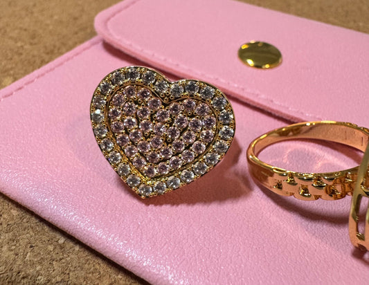 Pink Heart Iced Ring