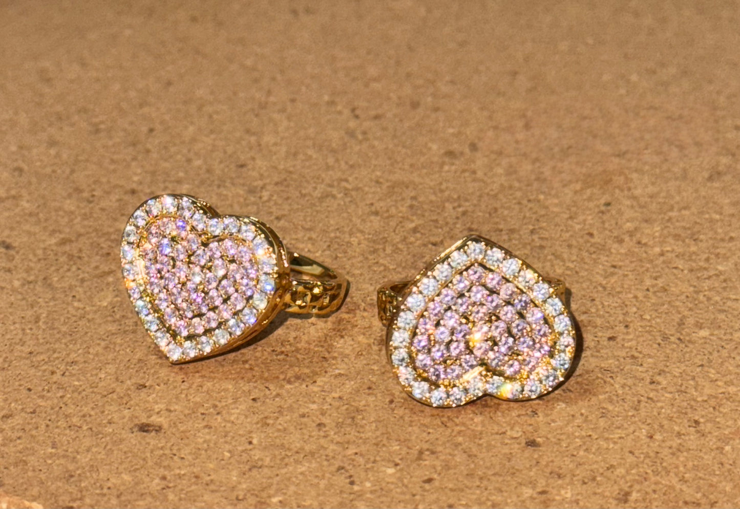 Pink Heart Iced Ring