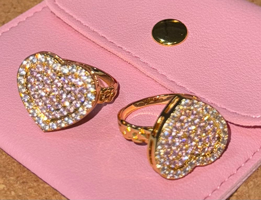 Pink Heart Iced Ring