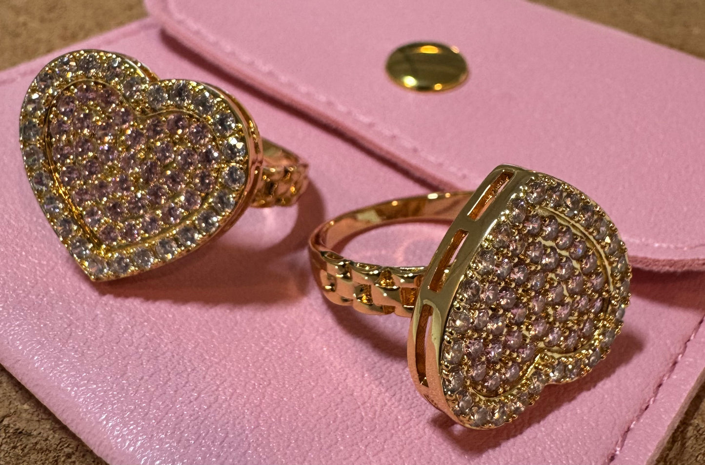Pink Heart Iced Ring